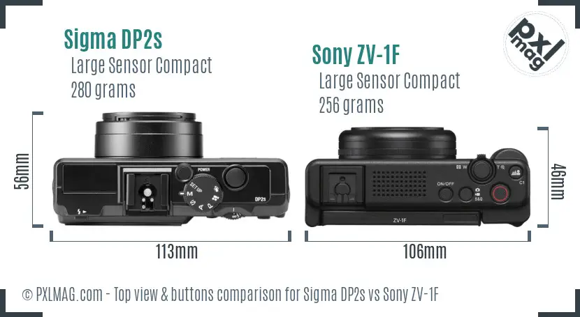 Sigma DP2s vs Sony ZV-1F top view buttons comparison