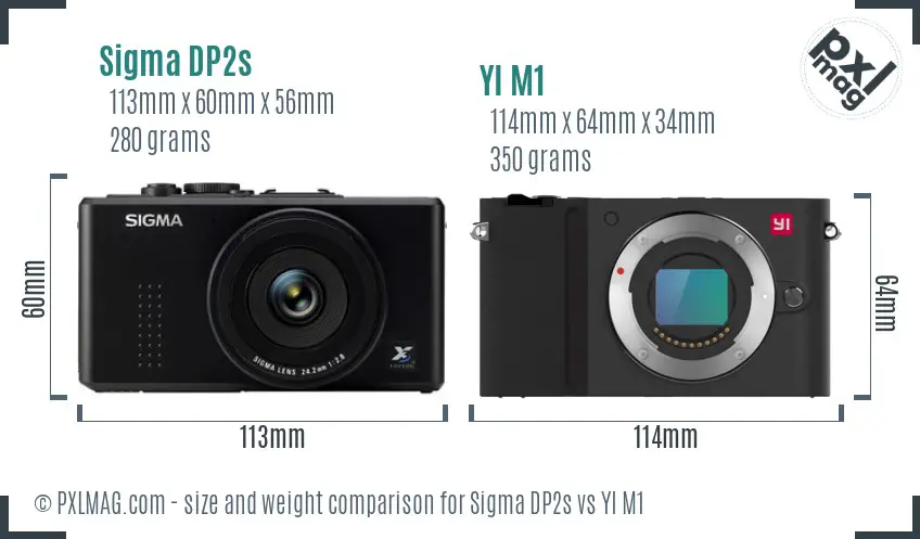 Sigma DP2s vs YI M1 size comparison