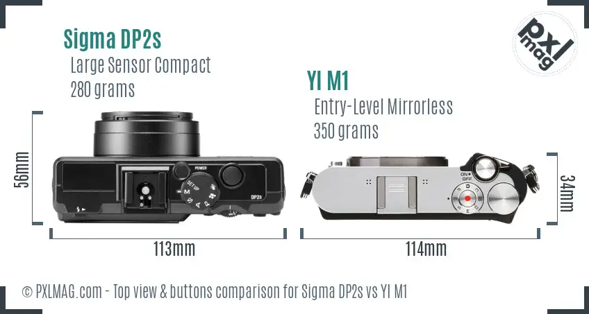 Sigma DP2s vs YI M1 top view buttons comparison