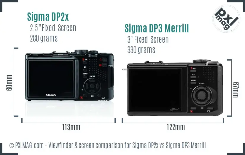 Sigma DP2x vs Sigma DP3 Merrill Screen and Viewfinder comparison