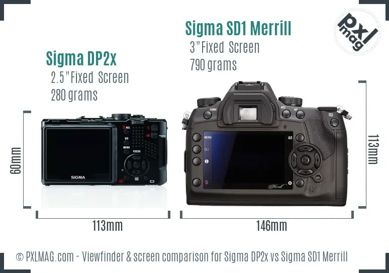 Sigma DP2x vs Sigma SD1 Merrill Screen and Viewfinder comparison