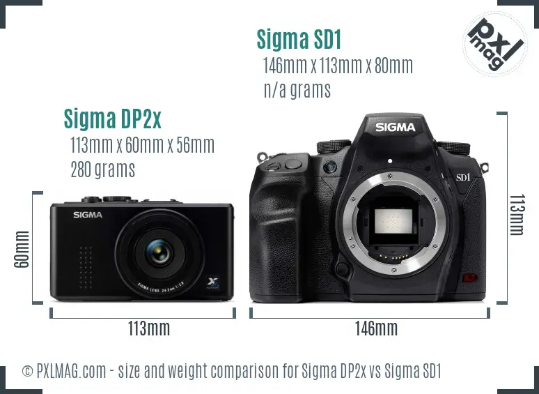 Sigma DP2x vs Sigma SD1 size comparison