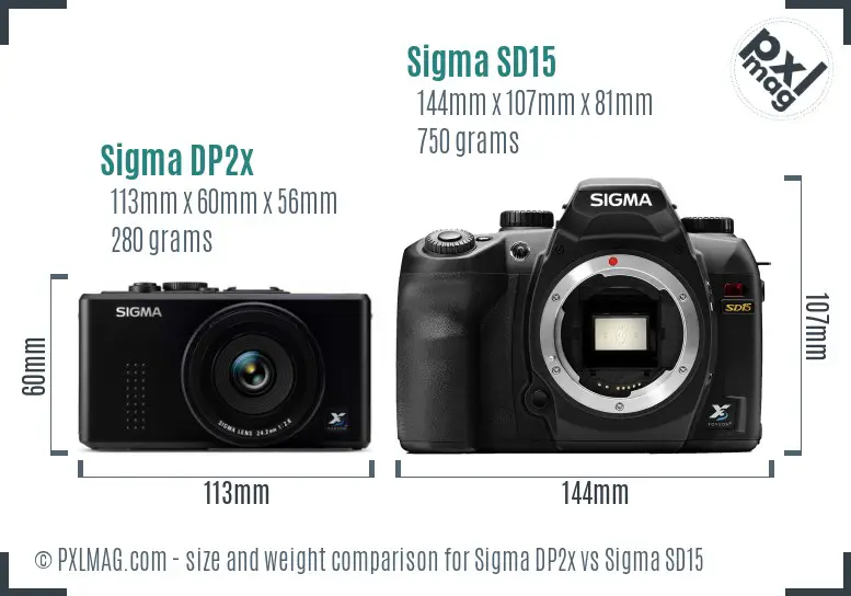 Sigma DP2x vs Sigma SD15 size comparison