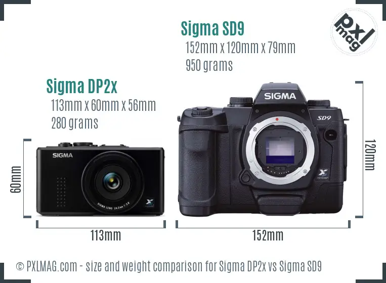 Sigma DP2x vs Sigma SD9 size comparison
