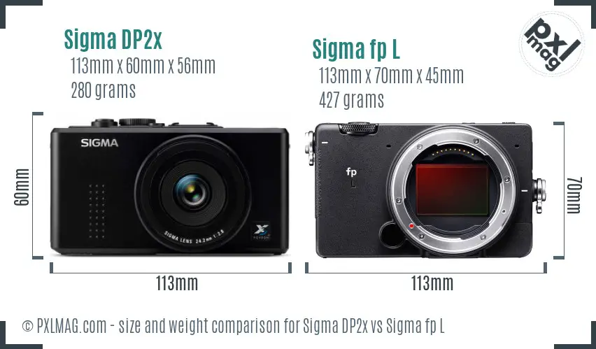 Sigma DP2x vs Sigma fp L size comparison