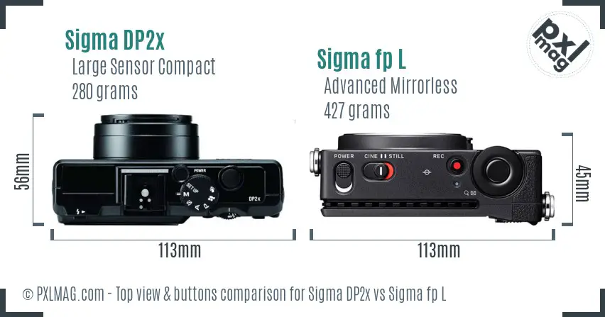 Sigma DP2x vs Sigma fp L top view buttons comparison