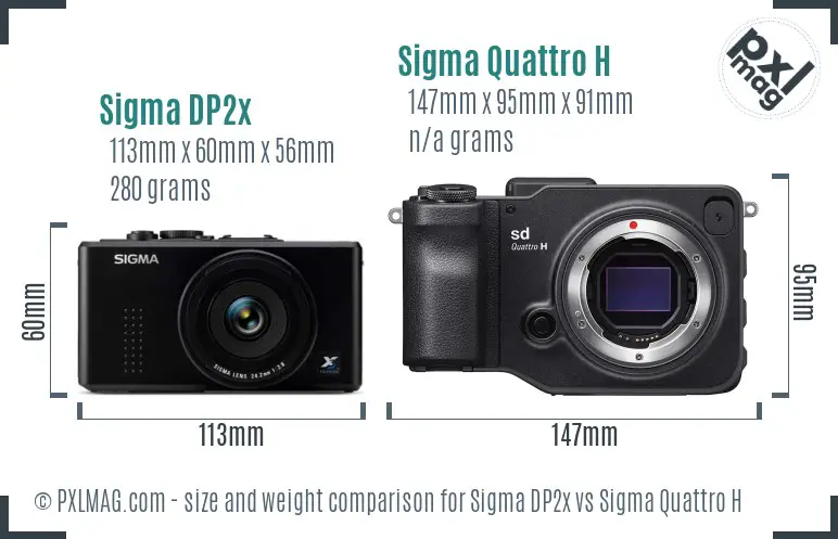 Sigma DP2x vs Sigma Quattro H size comparison