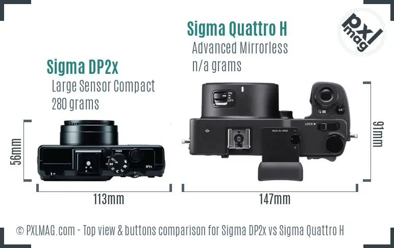 Sigma DP2x vs Sigma Quattro H top view buttons comparison