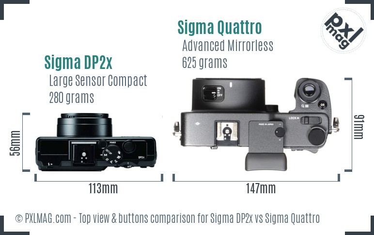 Sigma DP2x vs Sigma Quattro top view buttons comparison