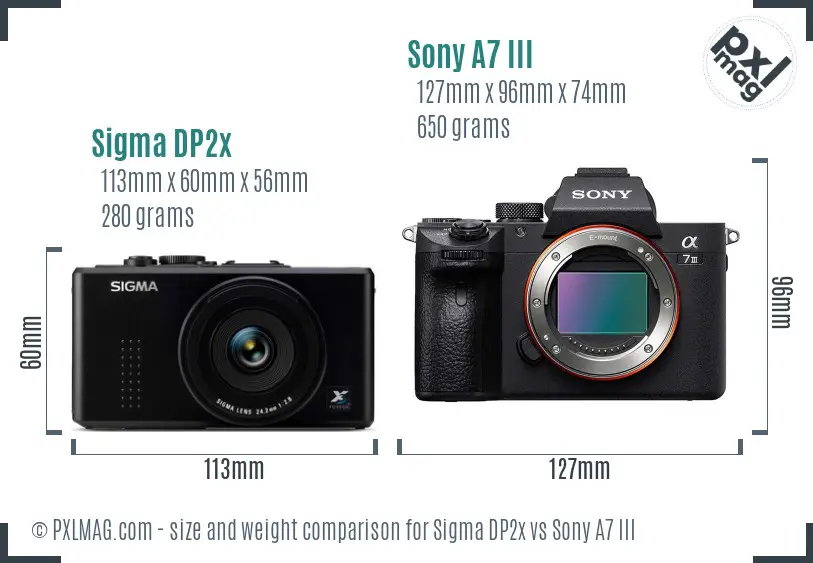 Sigma DP2x vs Sony A7 III size comparison