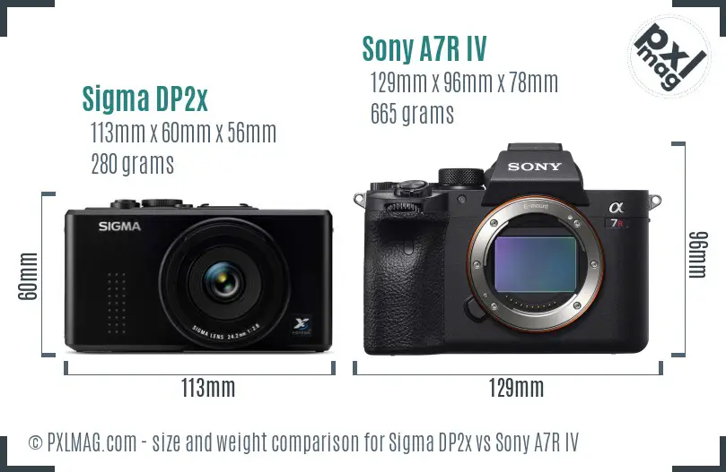 Sigma DP2x vs Sony A7R IV size comparison