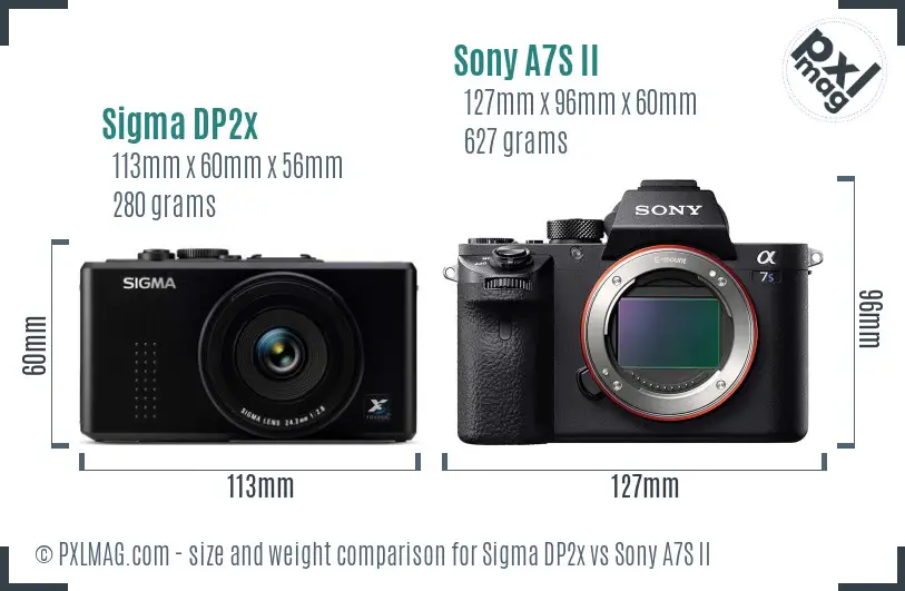 Sigma DP2x vs Sony A7S II size comparison