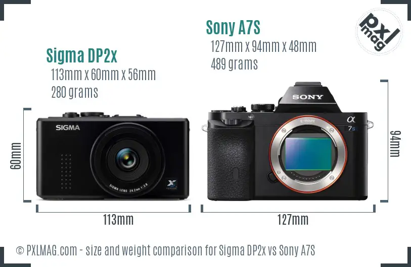 Sigma DP2x vs Sony A7S size comparison