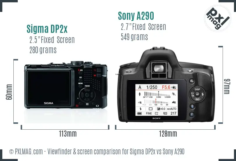 Sigma DP2x vs Sony A290 Screen and Viewfinder comparison Sigma DP2x vs Sony A290 Screen and Viewfinder comparison