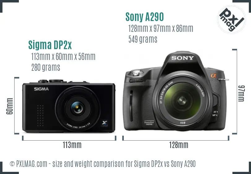 Sigma DP2x vs Sony A290 size comparison Sigma DP2x vs Sony A290 size comparison