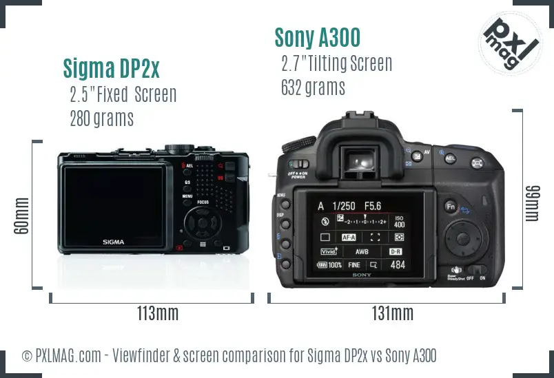 Sigma DP2x vs Sony A300 Screen and Viewfinder comparison Sigma DP2x vs Sony A300 Screen and Viewfinder comparison
