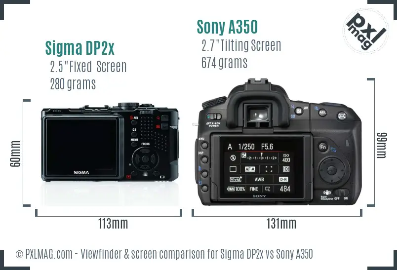 Sigma DP2x vs Sony A350 Screen and Viewfinder comparison Sigma DP2x vs Sony A350 Screen and Viewfinder comparison