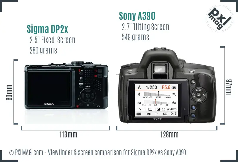 Sigma DP2x vs Sony A390 Screen and Viewfinder comparison