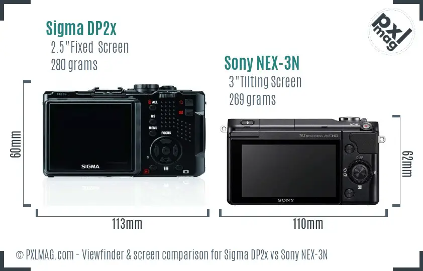 Sigma DP2x vs Sony NEX-3N Screen and Viewfinder comparison