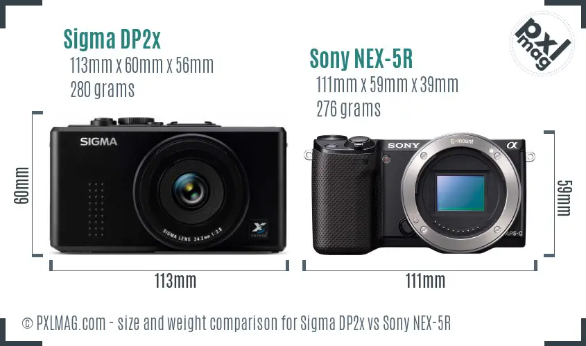 Sigma DP2x vs Sony NEX-5R size comparison