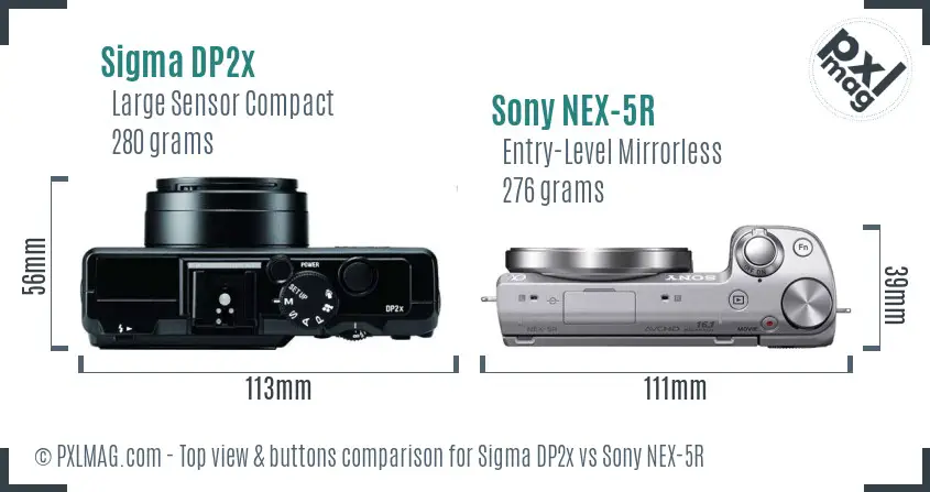 Sigma DP2x vs Sony NEX-5R top view buttons comparison