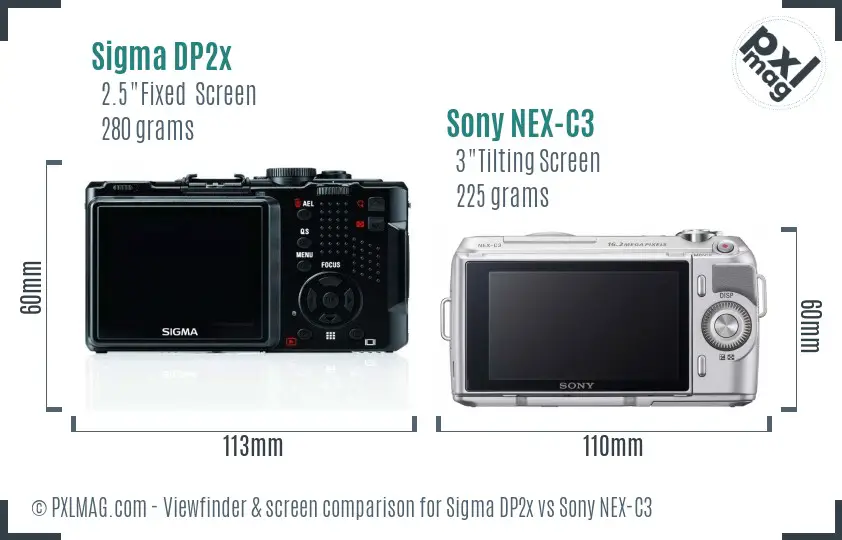 Sigma DP2x vs Sony NEX-C3 Screen and Viewfinder comparison Sigma DP2x vs Sony NEX-C3 Screen and Viewfinder comparison