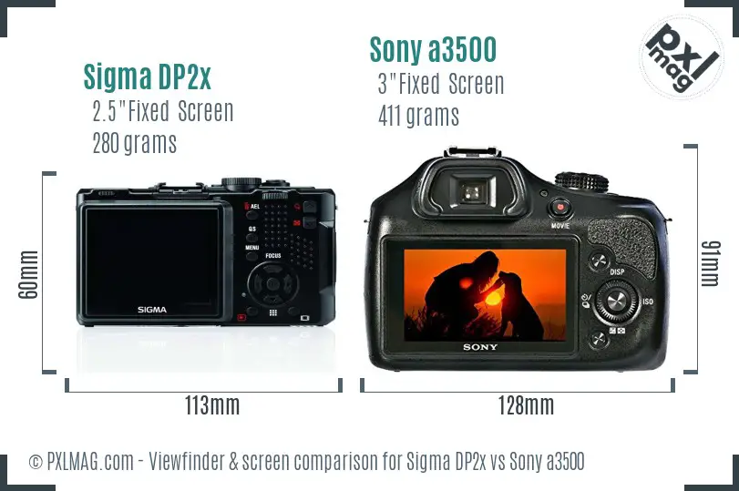 Sigma DP2x vs Sony a3500 Screen and Viewfinder comparison