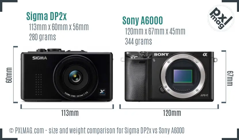 Sigma DP2x vs Sony A6000 size comparison