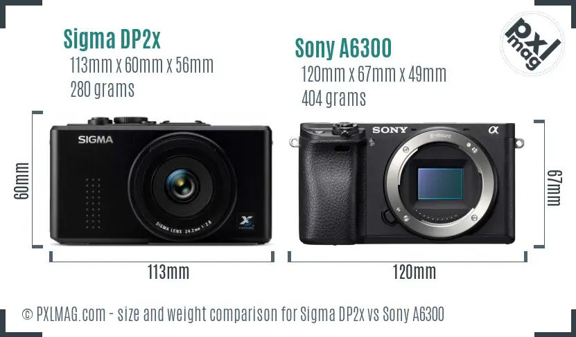 Sigma DP2x vs Sony A6300 size comparison