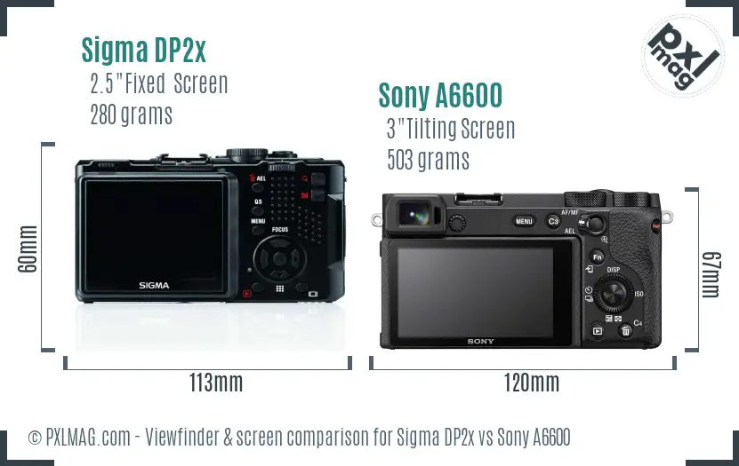 Sigma DP2x vs Sony A6600 Screen and Viewfinder comparison