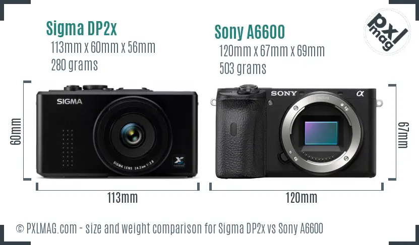Sigma DP2x vs Sony A6600 size comparison Sigma DP2x vs Sony A6600 size comparison