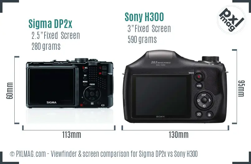 Sigma DP2x vs Sony H300 Screen and Viewfinder comparison