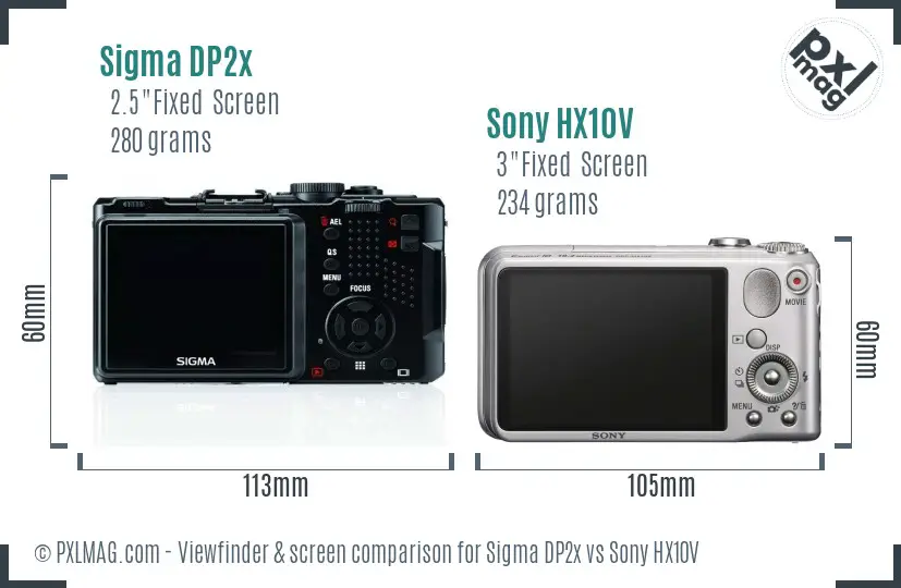 Sigma DP2x vs Sony HX10V Screen and Viewfinder comparison Sigma DP2x vs Sony HX10V Screen and Viewfinder comparison