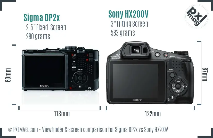 Sigma DP2x vs Sony HX200V Screen and Viewfinder comparison Sigma DP2x vs Sony HX200V Screen and Viewfinder comparison
