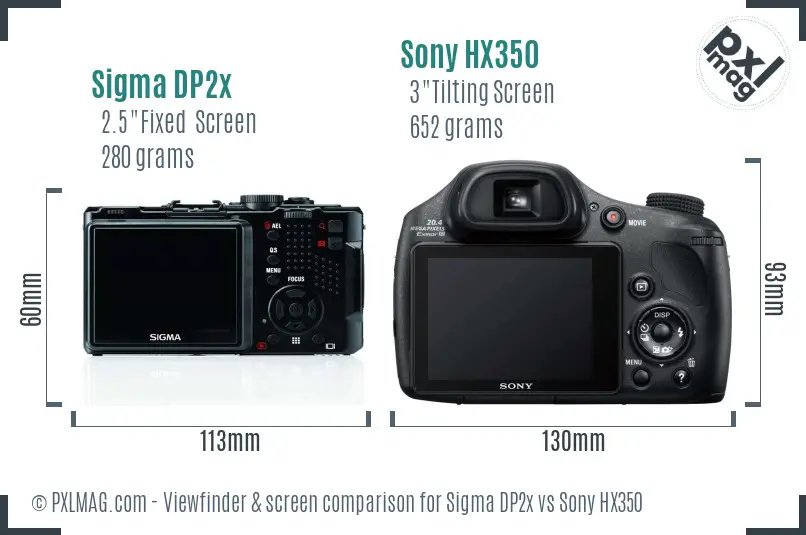 Sigma DP2x vs Sony HX350 Screen and Viewfinder comparison