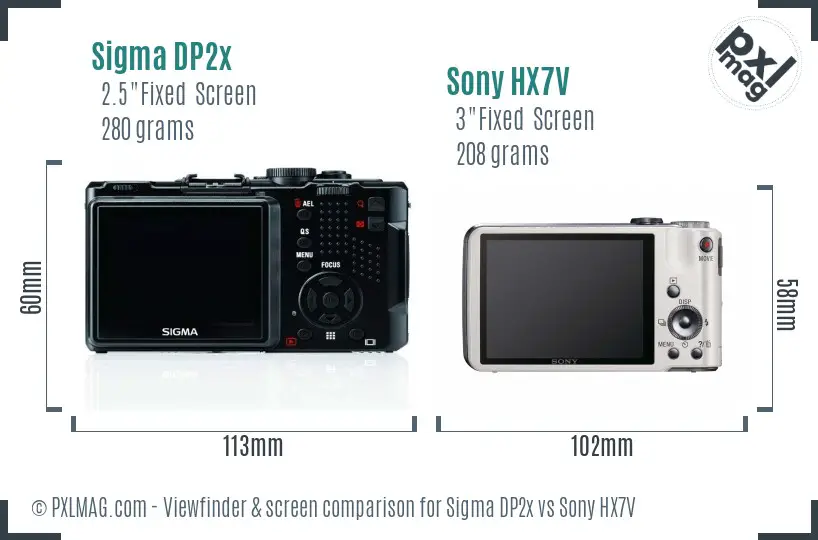 Sigma DP2x vs Sony HX7V Screen and Viewfinder comparison