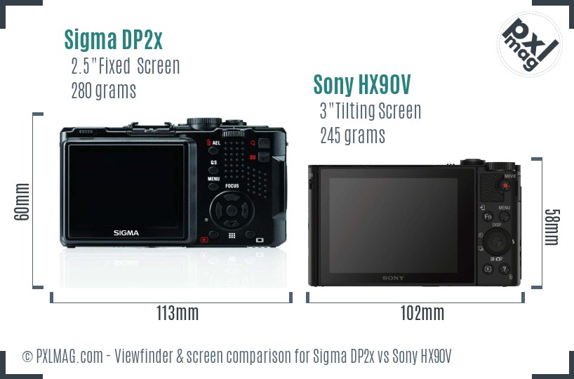 Sigma DP2x vs Sony HX90V Screen and Viewfinder comparison
