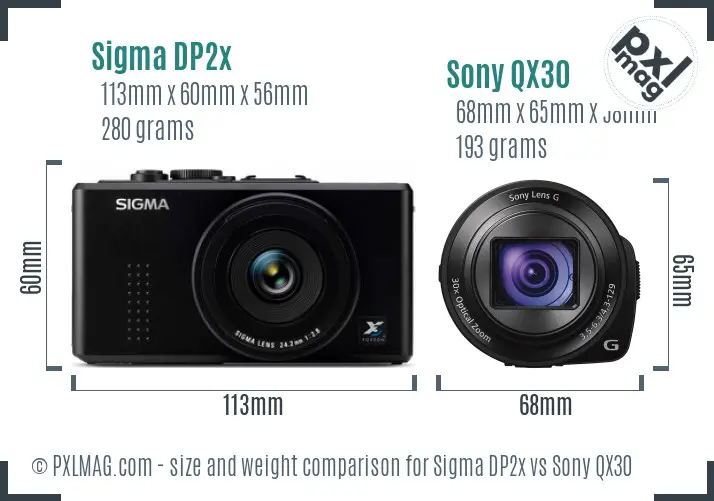 Sigma DP2x vs Sony QX30 size comparison Sigma DP2x vs Sony QX30 size comparison