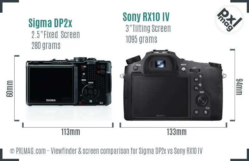 Sigma DP2x vs Sony RX10 IV Screen and Viewfinder comparison