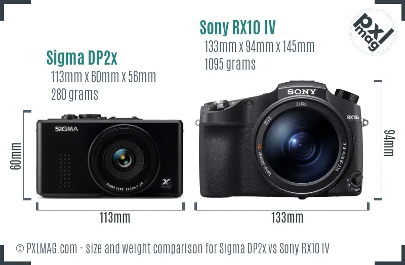 Sigma DP2x vs Sony RX10 IV size comparison