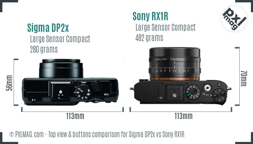 Sigma DP2x vs Sony RX1R top view buttons comparison