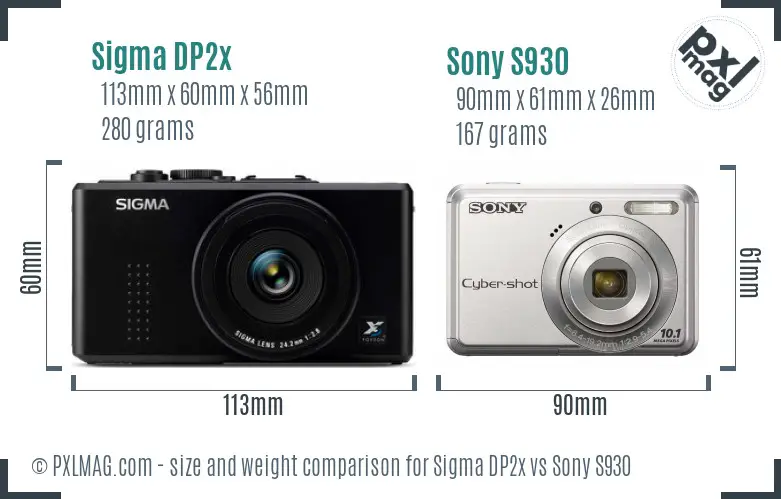 Sigma DP2x vs Sony S930 size comparison