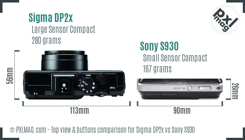 Sigma DP2x vs Sony S930 top view buttons comparison