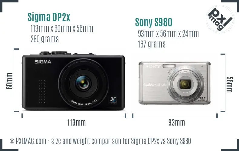 Sigma DP2x vs Sony S980 size comparison
