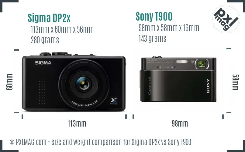 Sigma DP2x vs Sony T900 size comparison