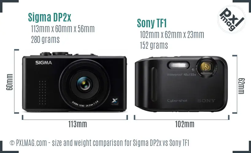 Sigma DP2x vs Sony TF1 size comparison