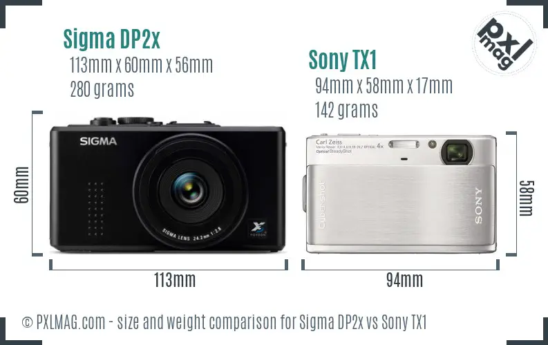 Sigma DP2x vs Sony TX1 size comparison
