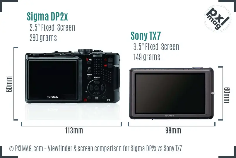 Sigma DP2x vs Sony TX7 Screen and Viewfinder comparison