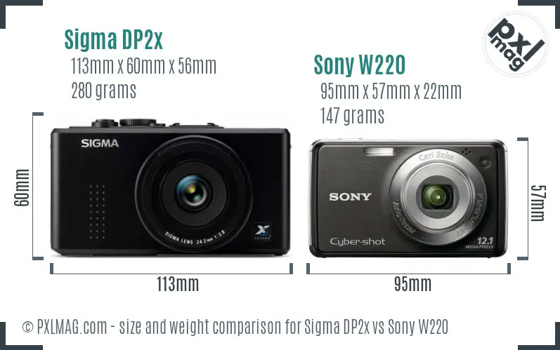 Sigma DP2x vs Sony W220 size comparison