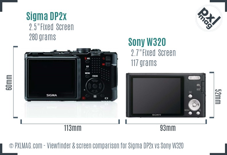 Sigma DP2x vs Sony W320 Screen and Viewfinder comparison